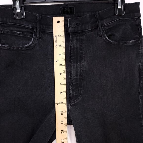 Mother Jeans Womens 32 Black Stunner Zip Ankle Step Fray High Rise Stretch Denim - Picture 6 of 14